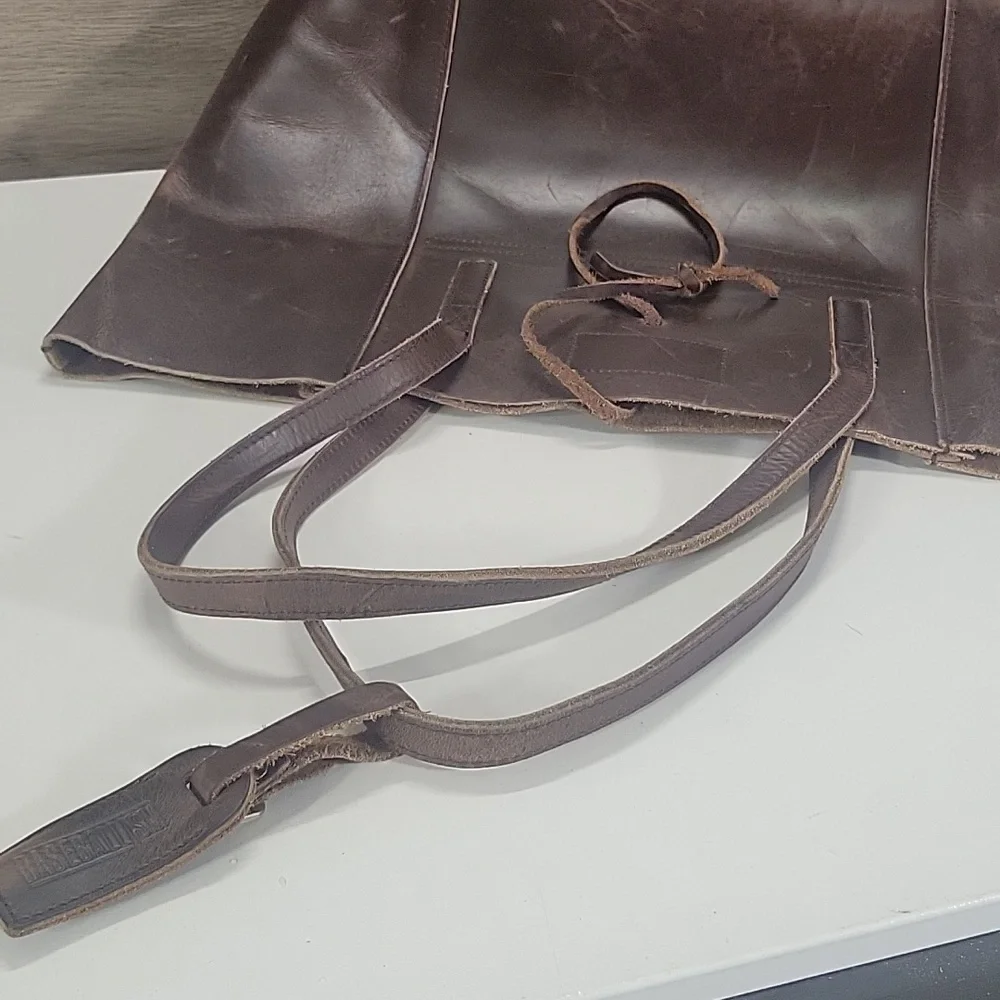 Large Baseballism Classic Brown Leather Tote Bag